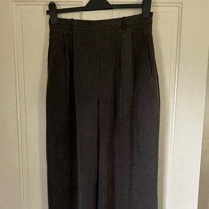 Via Seta Gray 100% Sueded Silk Pants